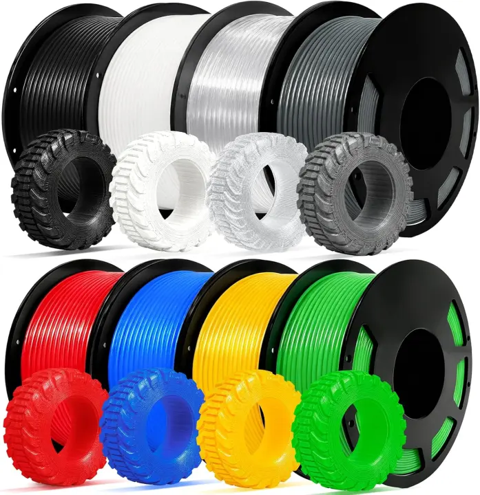 1.75mm 95A TPU Flexible Filament — 8 x 200g Color Bundle