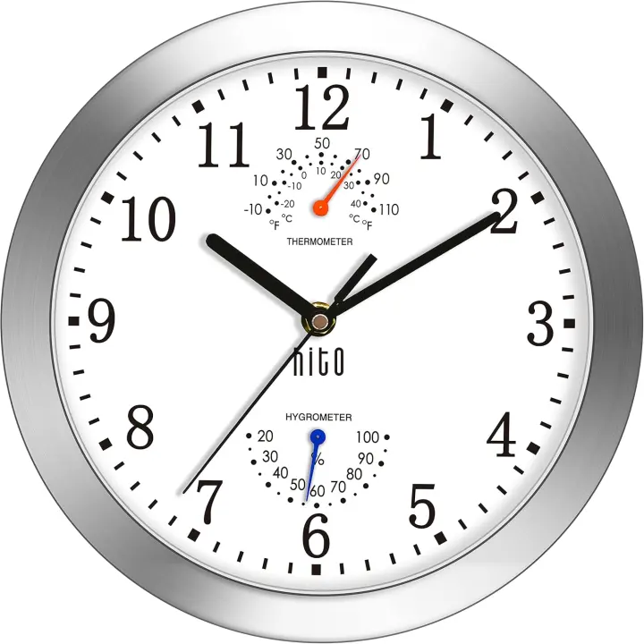 10-Inch Silent Wall Clock — Silver Aluminum Frame with Glass Cover (White Dial)