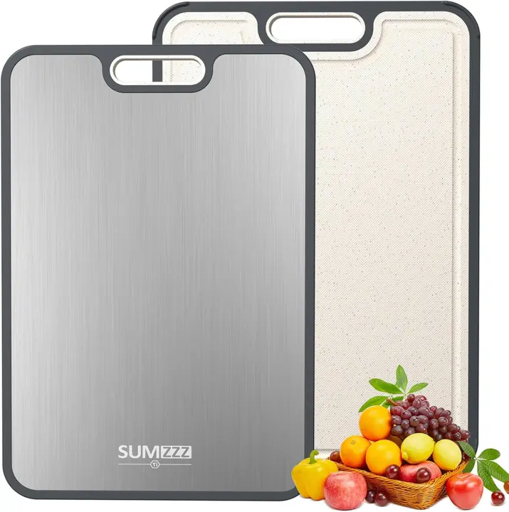 16×11 Titanium & PP Double-Sided Kitchen Cutting Board