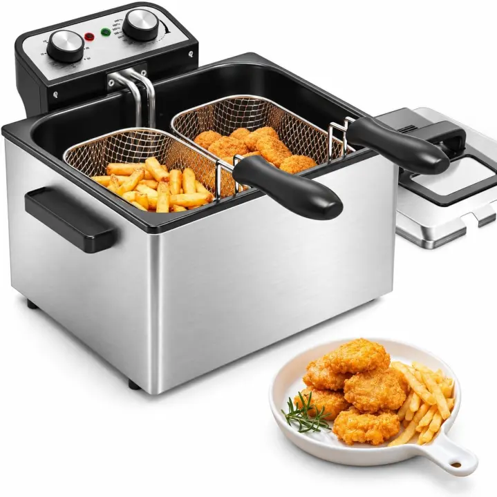 1800W Stainless Steel Countertop Deep Fryer — 5L Oil Capacity