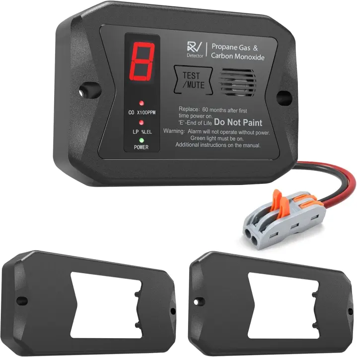 2-in-1 RV Gas Detector (Hardwired 12V) with 3 Mounting Brackets