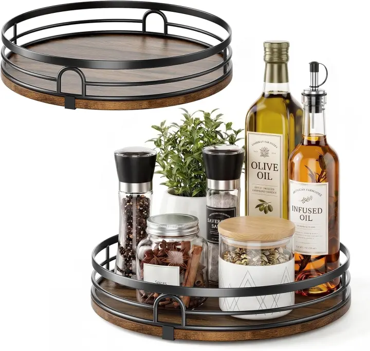 2-Pack 9" & 10" Lazy Susan Turntable Organizers for Countertop