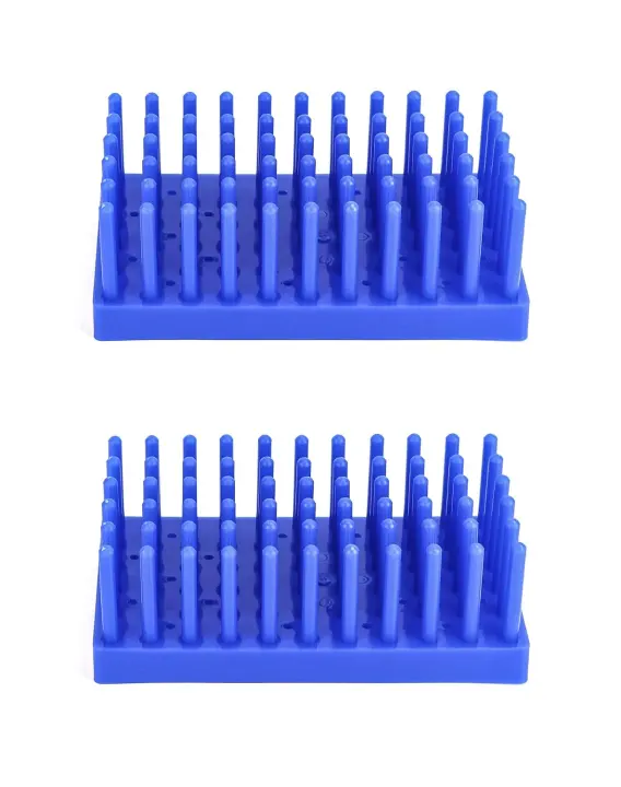 2-Pack Plastic Test Tube Drying Rack — 66-Position, Blue