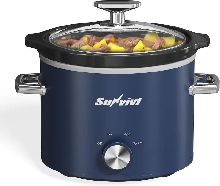 2-Quart Compact Slow Cooker with Removable Ceramic Pot — Blue