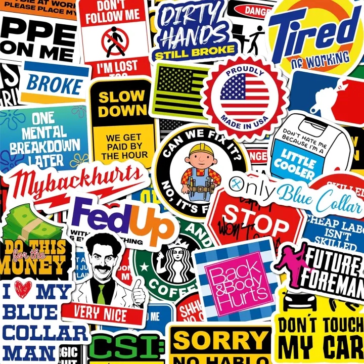200-Piece Hard Hat Sticker Set — Sarcastic & Meme Decals