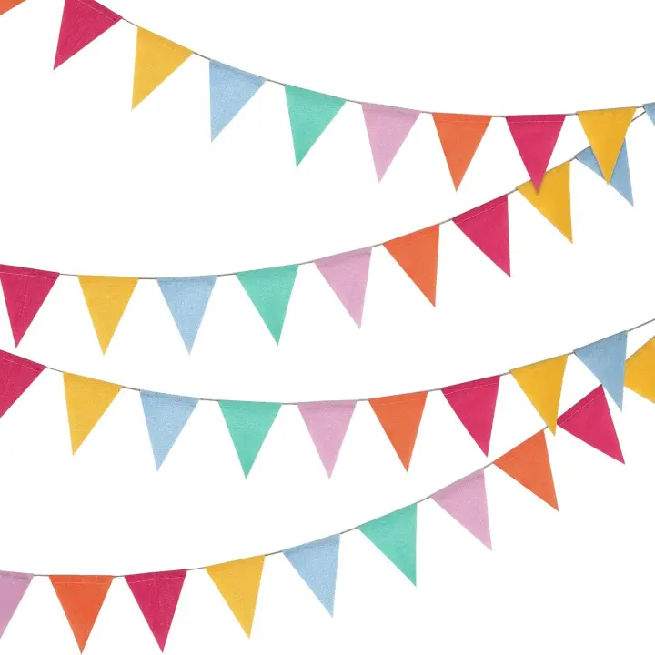24-Piece 15.7 ft Triangle Pennant Banner — Pastel Bunting