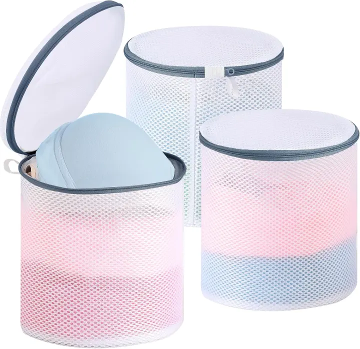 3-Pack Oversized Bra & Lingerie Wash Bags with Hidden Zippers — Grey