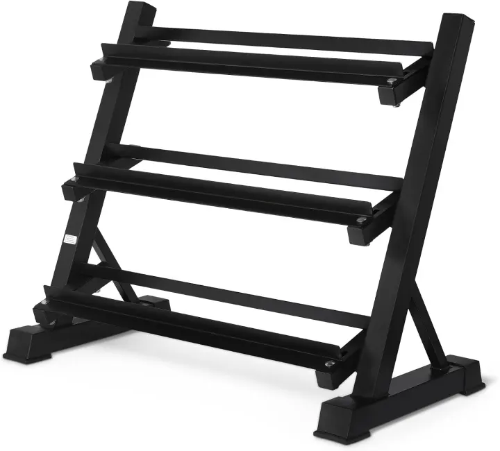 3-Tier Adjustable Dumbbell Weight Rack — Sturdy Steel Stand (Black)
