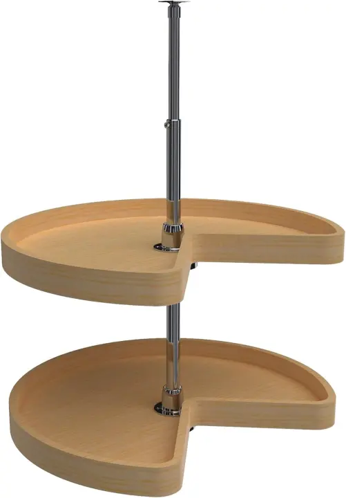 32" Kidney-Shaped Dual-Tier Corner Lazy Susan (Maple)