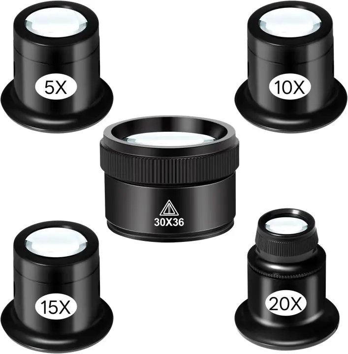 5-Piece Jeweler's Loupe Set — 5X, 10X, 15X, 20X, 30X