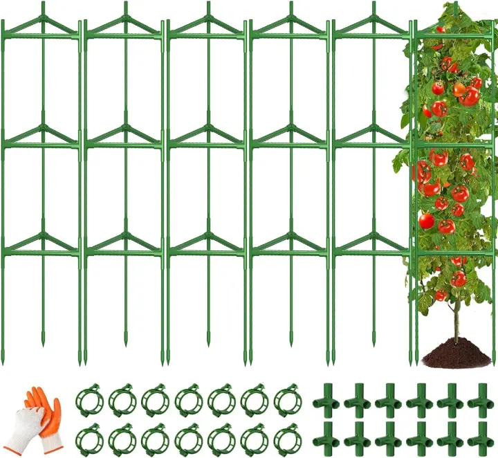 6-Pack Large Tomato Cages — 49" H x 16" W Metal Plant Supports