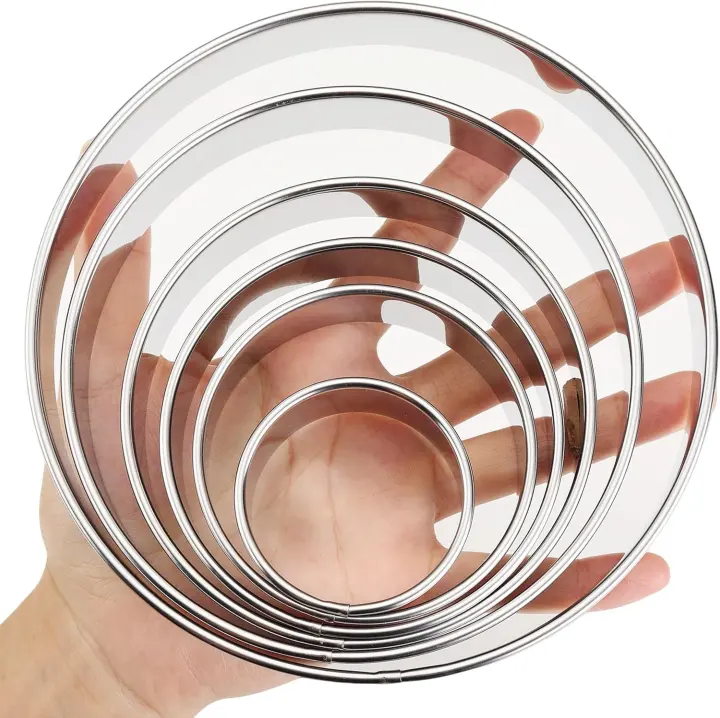 6-Piece Round Cookie Cutter Set — 2 to 6 Inch Stainless Steel