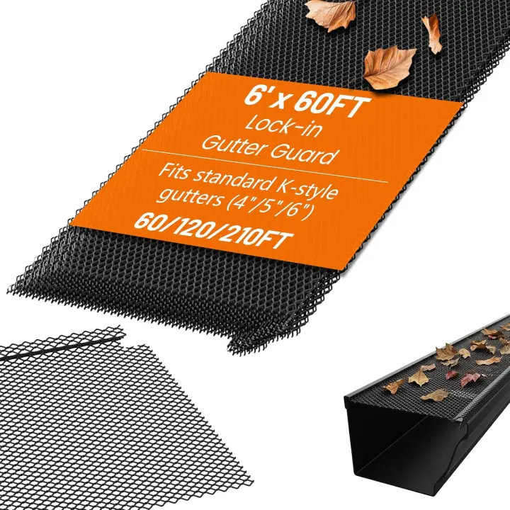 60 ft Gutter Guards (20-Pack) — K-Style Micro-Mesh Steel Screens