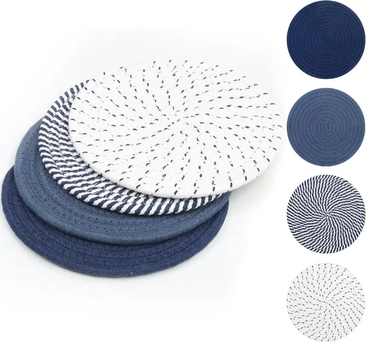 8-Inch Cotton Rope Trivet Set — 4-Pack for Hot Dishes