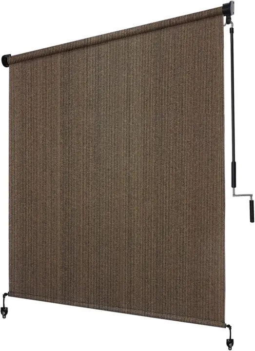 8' x 8' Outdoor Roller Shade — Mocha Patio Roller Shade