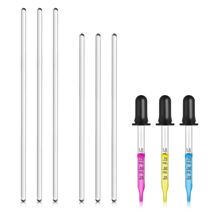 9-Piece Glass Stirring Rods and Graduated Droppers Lab Set