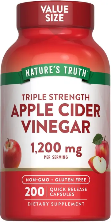 Apple Cider Vinegar Capsules — 1200 mg, 200-Count Bottle