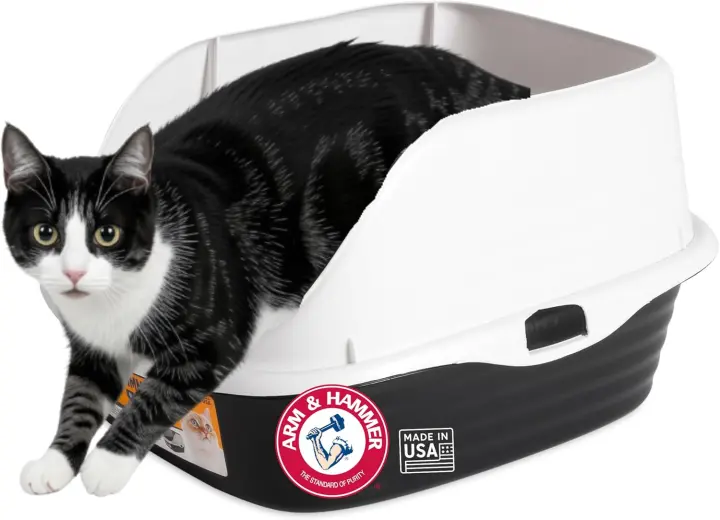 Arm & Hammer Rimmed Cat Litter Pan with High Walls and Microban