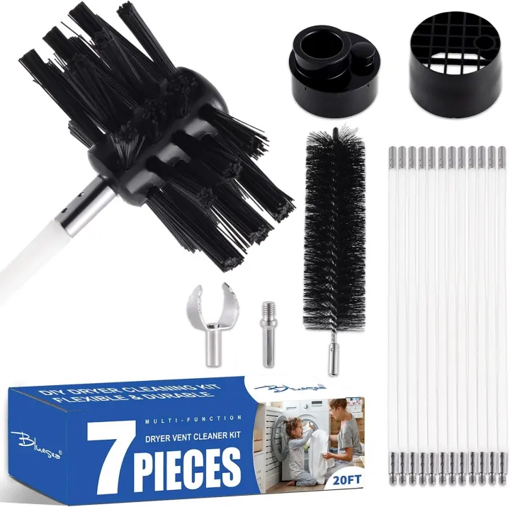 Bluesea 20FT Dryer Vent Cleaning Kit — 7-Piece Lint Brush Set