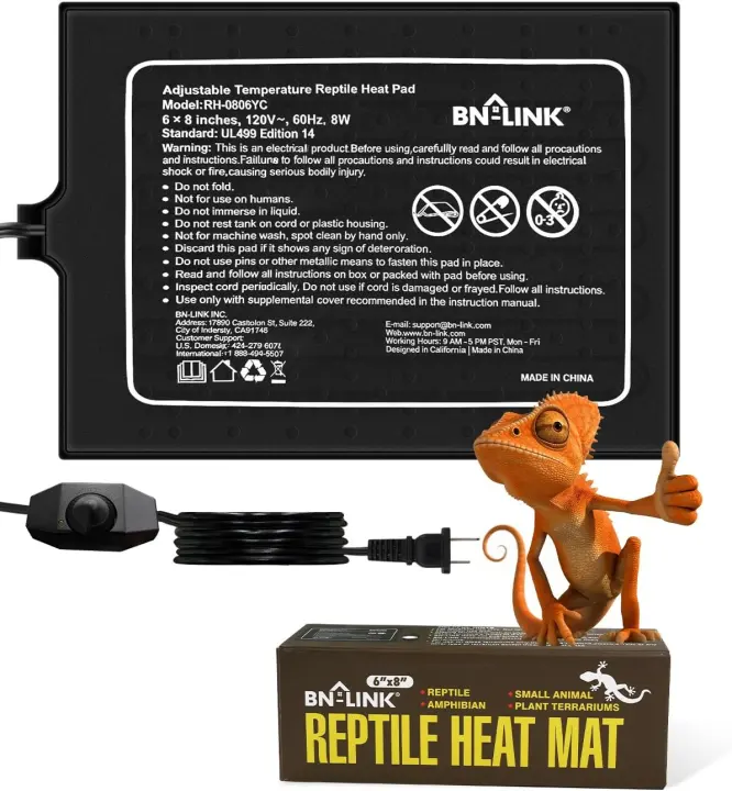 BN-LINK 6x8 Under-Tank Reptile Heating Pad with Adjustable Knob