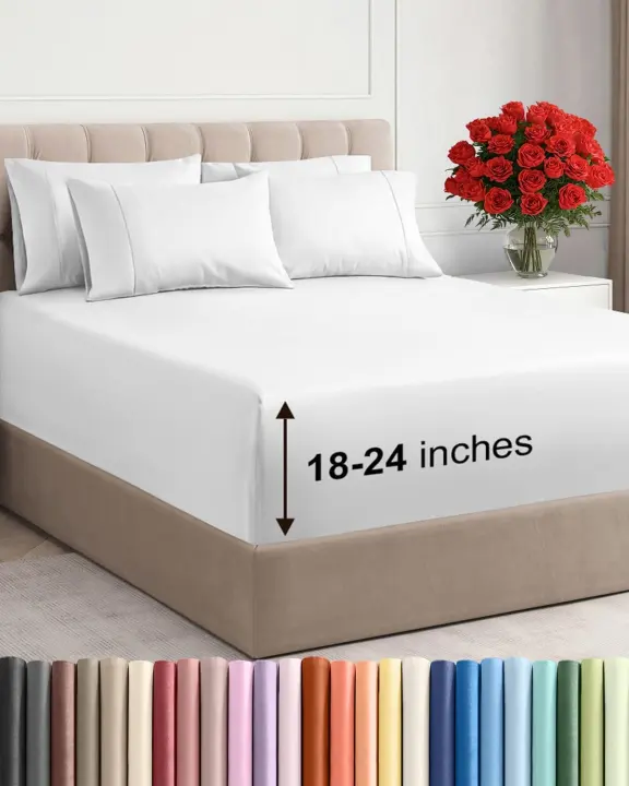 CGK Extra Deep Queen Sheet Set — 6-Piece Cooling Microfiber Sheets