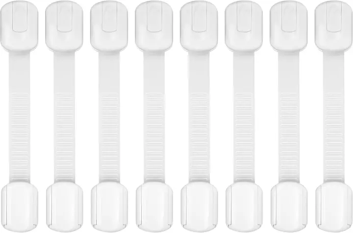 Child Safety Cabinet Locks — 8-Pack No-Drill Adhesive Latches