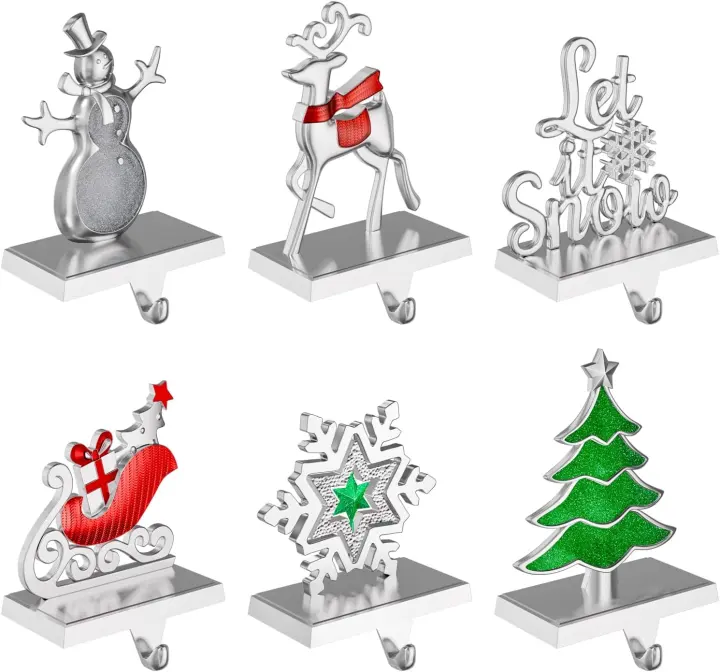 Christmas Stocking Holders for Mantel — Weighted Metal Hangers