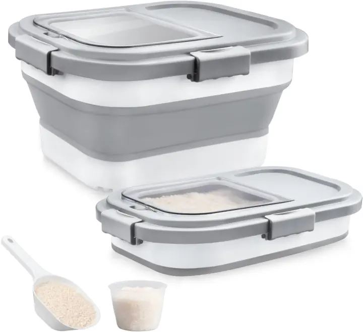 Collapsible Airtight Rice & Pet Food Container with Scoop and Cup
