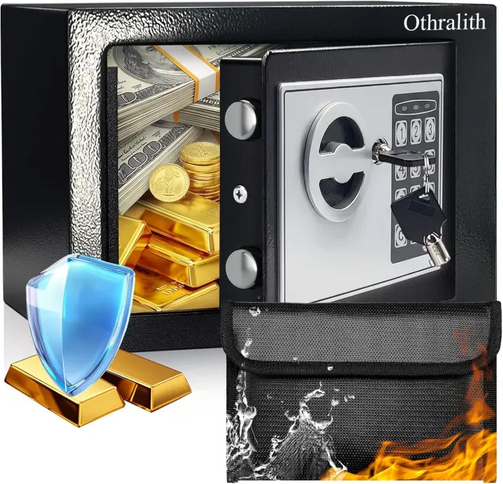 Compact Home Money Safe — Small Black Security Box