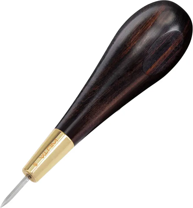 Ebony-Handled Diamond Stitching Awl — Leather Sewing Tool, 3mm