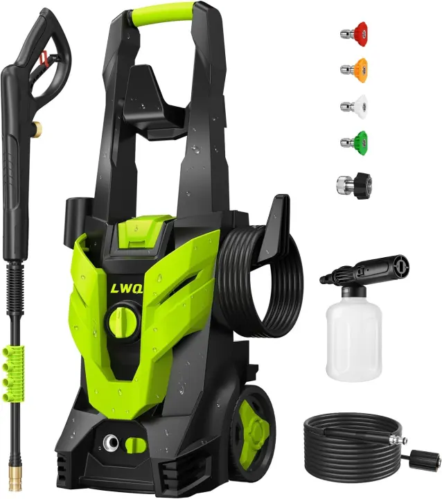 Electric Pressure Washer with Foam Cannon and 4 Quick-Connect Nozzles