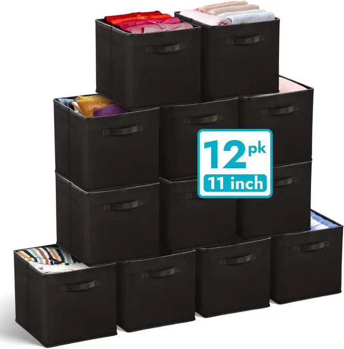 Fabric Cube Storage Bins — 12-Pack, 11-Inch Organizer Cubes