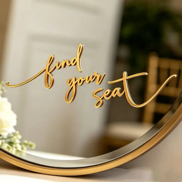 Find Your Seat Mirror Acrylic Decal — Seating Chart Header
