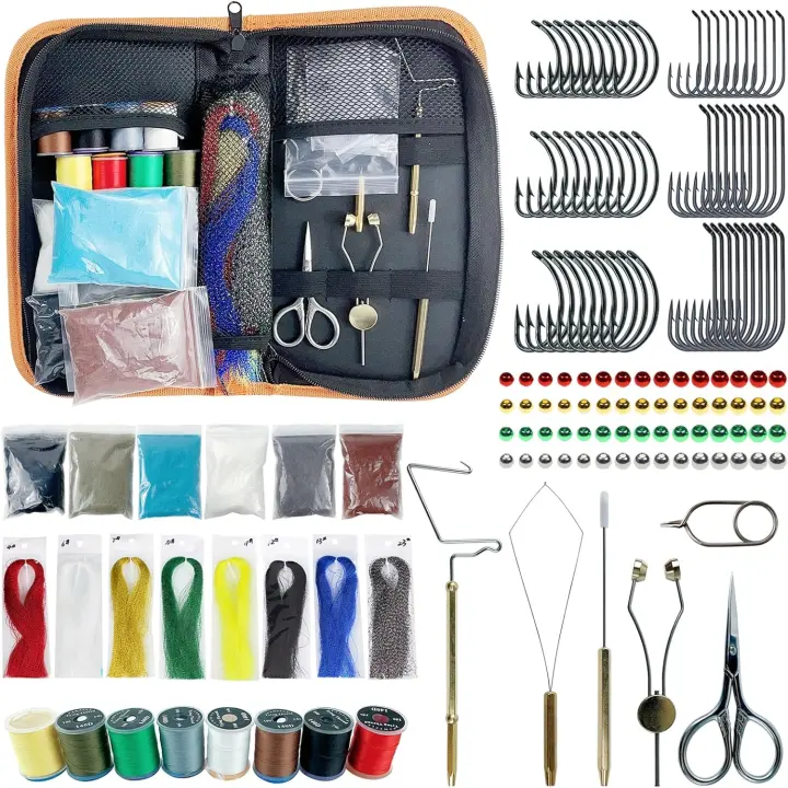 Fly Tying Starter Kit — Tools, Hooks, Beads & Carry Case