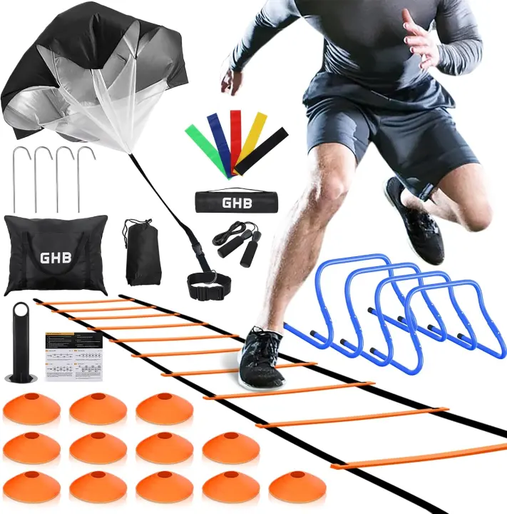 GHB Agility Training Kit — 20ft Ladder, Hurdles & Speed Gear