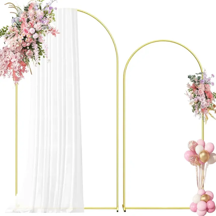 Gold Metal Arch Backdrop Stand Set — 7.2ft + 6ft Wedding Arches