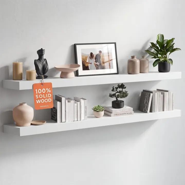 Homeforia 48-inch Floating Shelves — Solid Pine, Set of 2