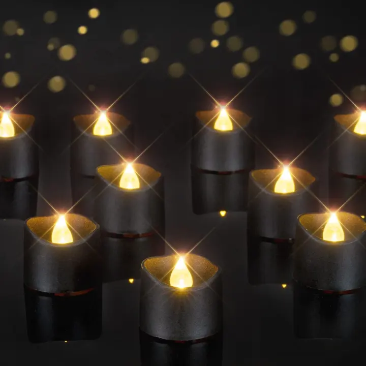Homemory 24-Pack Black Flameless Battery Tea Lights — Long-Run LEDs