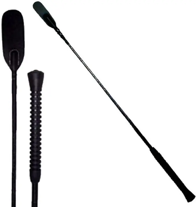 Intrepid International Black Riding Crop — 26-Inch Rubber-Handled Crop