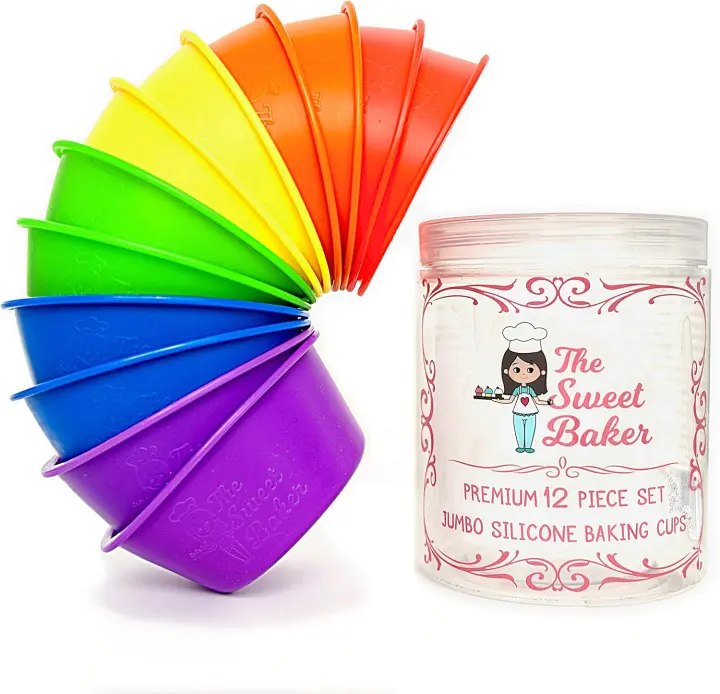 Jumbo Silicone Baking Cups — 12-Piece Reusable Cup & Muffin Set