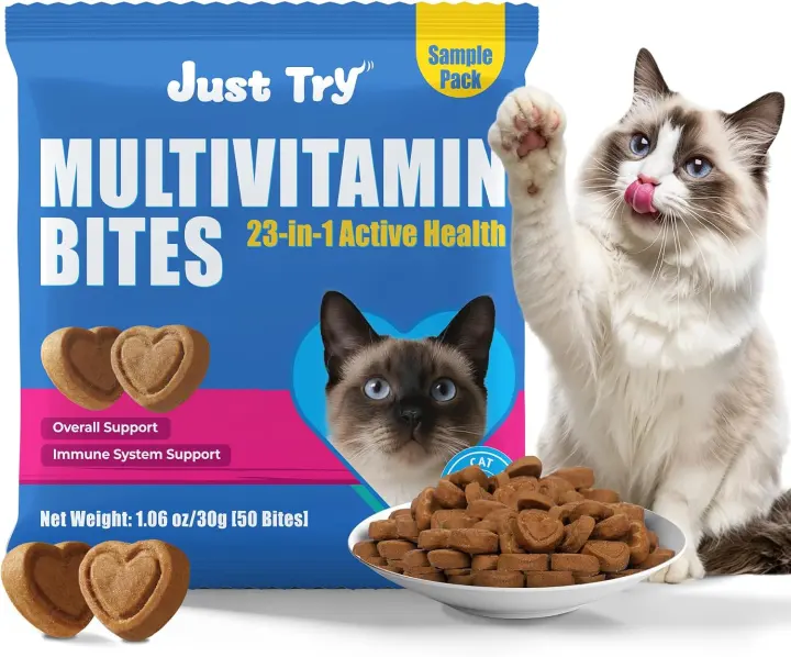 Just Try 23-in-1 Taurine Cat Multivitamin Treats for Indoor & Senior Cats