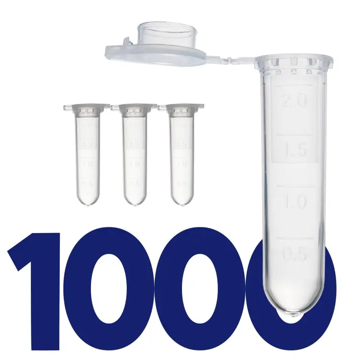 Kashi Scientific 2 mL Clear Snap-Cap Microcentrifuge Tubes (1000)