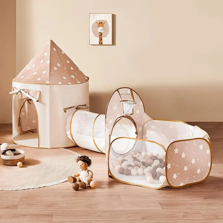Kids Play Tent with Tunnel and Ball Pit — Pop-Up Playset