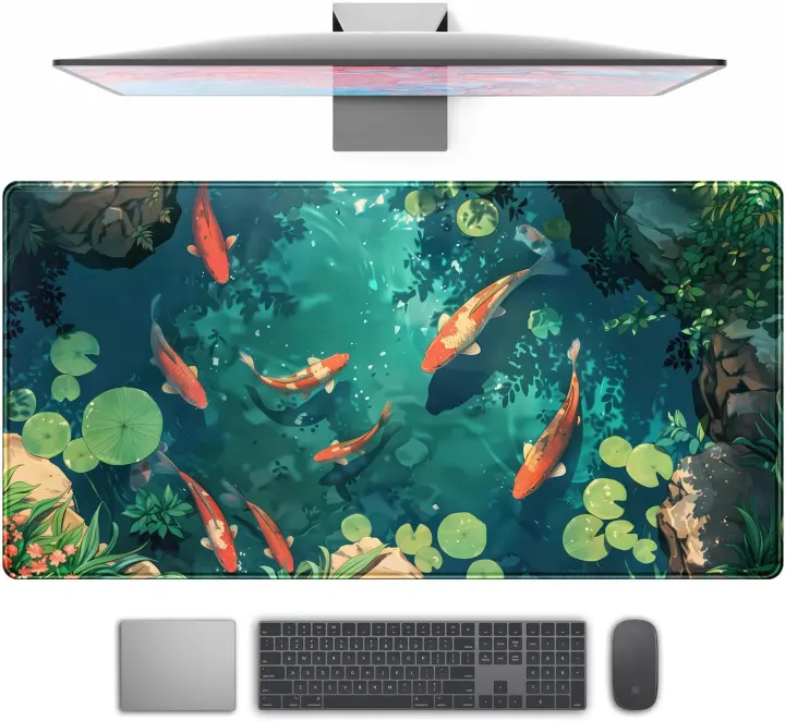 Koi Pond XXL Desk Mat — Goldfish Gaming Mouse Pad (80×40 cm)