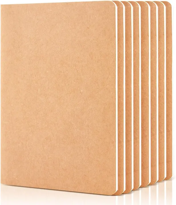 Kraft Paper Notebooks — 8-Pack Unlined Blank Journals, 8.3 x 5.5 in