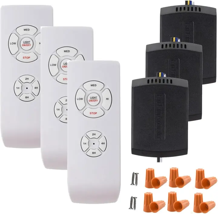 LPHUMEX 3-Pack Universal Ceiling Fan Remote Control Kits (3 Remotes + 3 Mini Receivers)