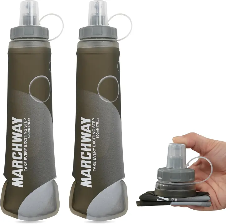 MARCHWAY Collapsible Soft Flask Water Bottle — Wide Mouth 300ml/500ml