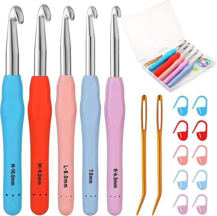 Mayboos Large Crochet Hook Set — 5 Ergonomic Hooks (K–N)