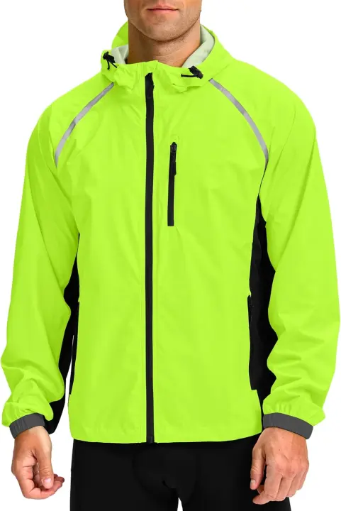Men's Cycling Waterproof Rain Jacket — Packable Hooded Windbreaker