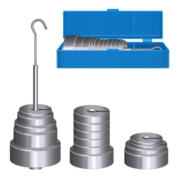 Metric Slotted Calibration Weights — 14-Piece Set with Case & Hanger